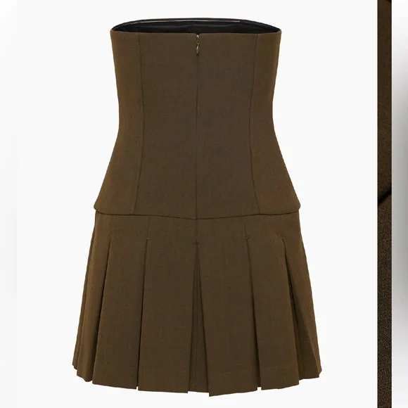 ARITZIA WILFRED POLISHED STRAPLESS MINI DRESS in Heather rich cocoa - Picture 4 of 7